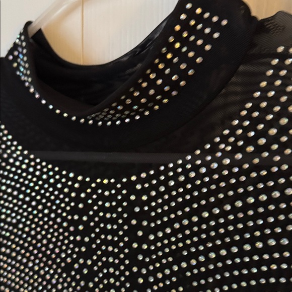 Black Long Sleeve Studded mesh Bodysuit - Picture 4 of 5